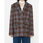 Notched-lapel Double-breasted Plaid Jacket