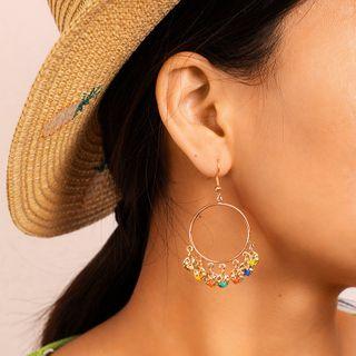 Beaded Hoop Earring F06201 - 1 Pair - One Size