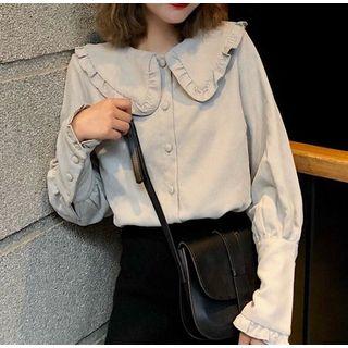 Frilled Trim Collar Long Sleeve Blouse
