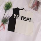 Lettering Sleeveless Crop Knit Top