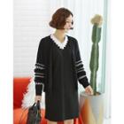 V-neck Contrast-trim Wool Blend Cardigan