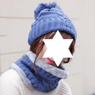 Set : Bobble Ribbed Beanie + Scarf