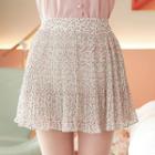Inset Shorts Pleated Floral Miniskirt Ivory - One Size