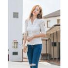 Elbow-sleeve Laced Blouse