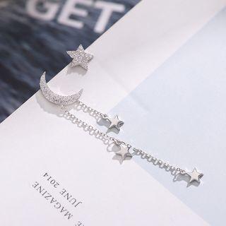 Mismatching Star & Crescent Star Tassel Earrings As Shown In Figure - One Size