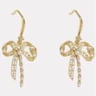 Bow Dangle Earring 1 Pair - Hook Earring - Bow - Gold - One Size
