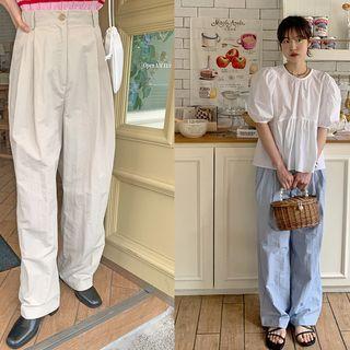 Wide-leg Pintuck Pants