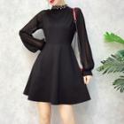 Rhinestone Long-sleeve A-line Dress