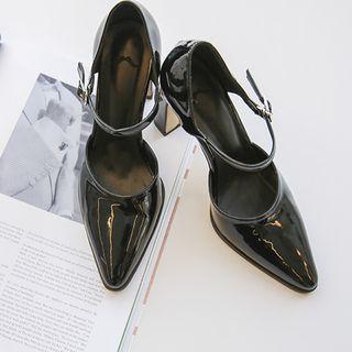 Chunky-heel Patent Mary Jane Pumps