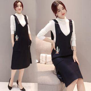 Embroidered Knit Pinafore