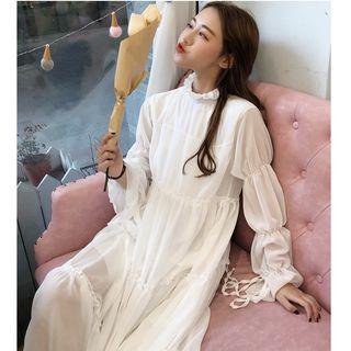 Long-sleeve Midi Tiered Dress