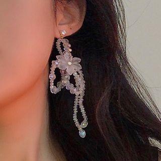 Flower & Bow Faux Crystal Fringed Earring 1 Pair - 0941a - Butterfly - One Size