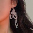Flower & Bow Faux Crystal Fringed Earring 1 Pair - 0941a - Butterfly - One Size