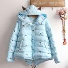 Carrot Embroidered Hooded Padded Jacket