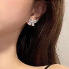Bow Rhinestone Earring 1 Pair - S925 Silver - Silver - One Size
