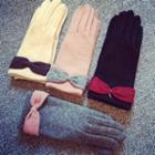 Bow Detail Wool Gloves