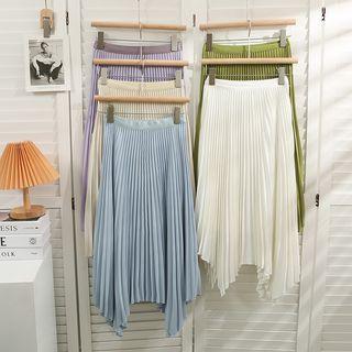 Asymmetrical Pleated Midi Skirt In 6 Colors