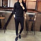 Set : Plain Long-sleeve Hoodie + Sweatpants