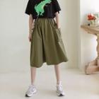 Midi A-line Cargo Skirt Green - One Size