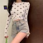 Cropped Cross-print Light T-shirt