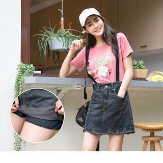 Distressed Denim Jumper Skort