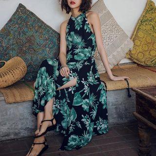 Printed Open Back Maxi Sundress