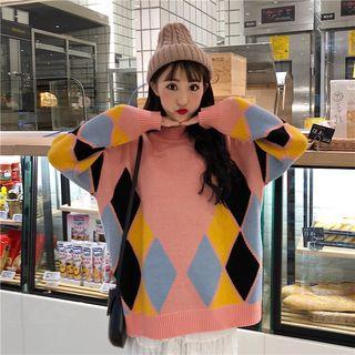 Oversized Argyle Sweater