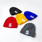 Embroidered Letter S Knit Beanie