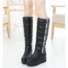 Lettering Trim Padded Snow Tall Boots