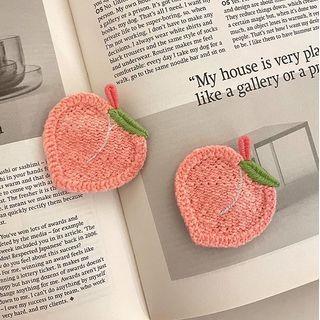 Peach Knit Hair Clip Pink - One Size