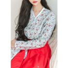 Set: Cherry Print Hanbok Top + Skirt