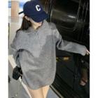 Hlaf-zipper High-neck Loose Sweater