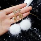 Star Pom Pom Drop Earring 1 Pair - E1988 - White - One Size