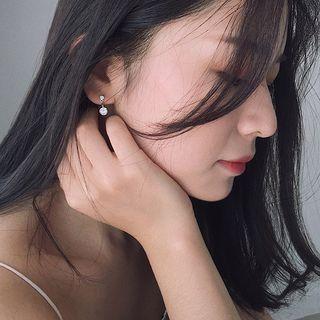 Cz Drop Earring Multicolour Rhinestone - Silver - One Size