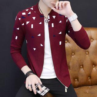Patterned Zip-up Knit Jacket