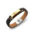 Fashion Simple Plated Gold Cross Scripture Geometric 316l Stainless Steel Leather Bracelet Golden - One Size