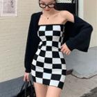 Checkerboard Bodycon Dress / Shrug
