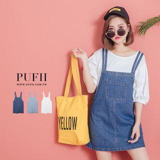 Pocket Front Denim Jumper Dress