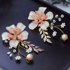 Wedding Flower Alloy Fringed Earring 1 Pair - Pink & White & Gold - One Size