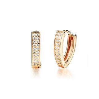 Simple And Fashion Plated Rose Gold Geometric Cubic Zirconia Stud Earrings Rose Gold - One Size