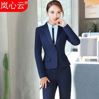 Plain Blazer / Set: Plain Blazer + Dress Pants / + Pencil Skirt / + Long-sleeve Shirt