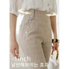 Button-detail Plaid Boot-cut Pants