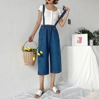 Suspender Capri Wide Leg Jeans