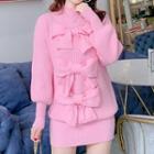 Bow-front Mini Sweater Dress Pink - One Size
