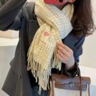 Plaid Heart Embroidered Scarf