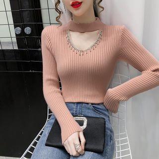 Cutout Embellished Knit Top