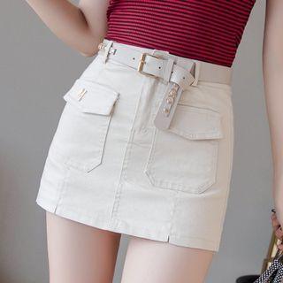 High-waist Elastic Pocket Skort