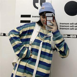 Wide-stripe Round Neck Pullover