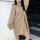 Turtleneck Fleece Pullover Dress