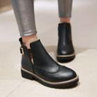 Wing Tip Faux-leather Flat Boots
